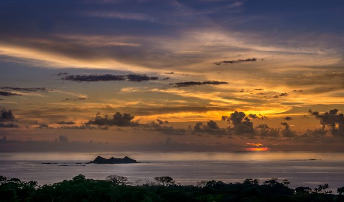 Sunchine in Marino Ballena National park, view.